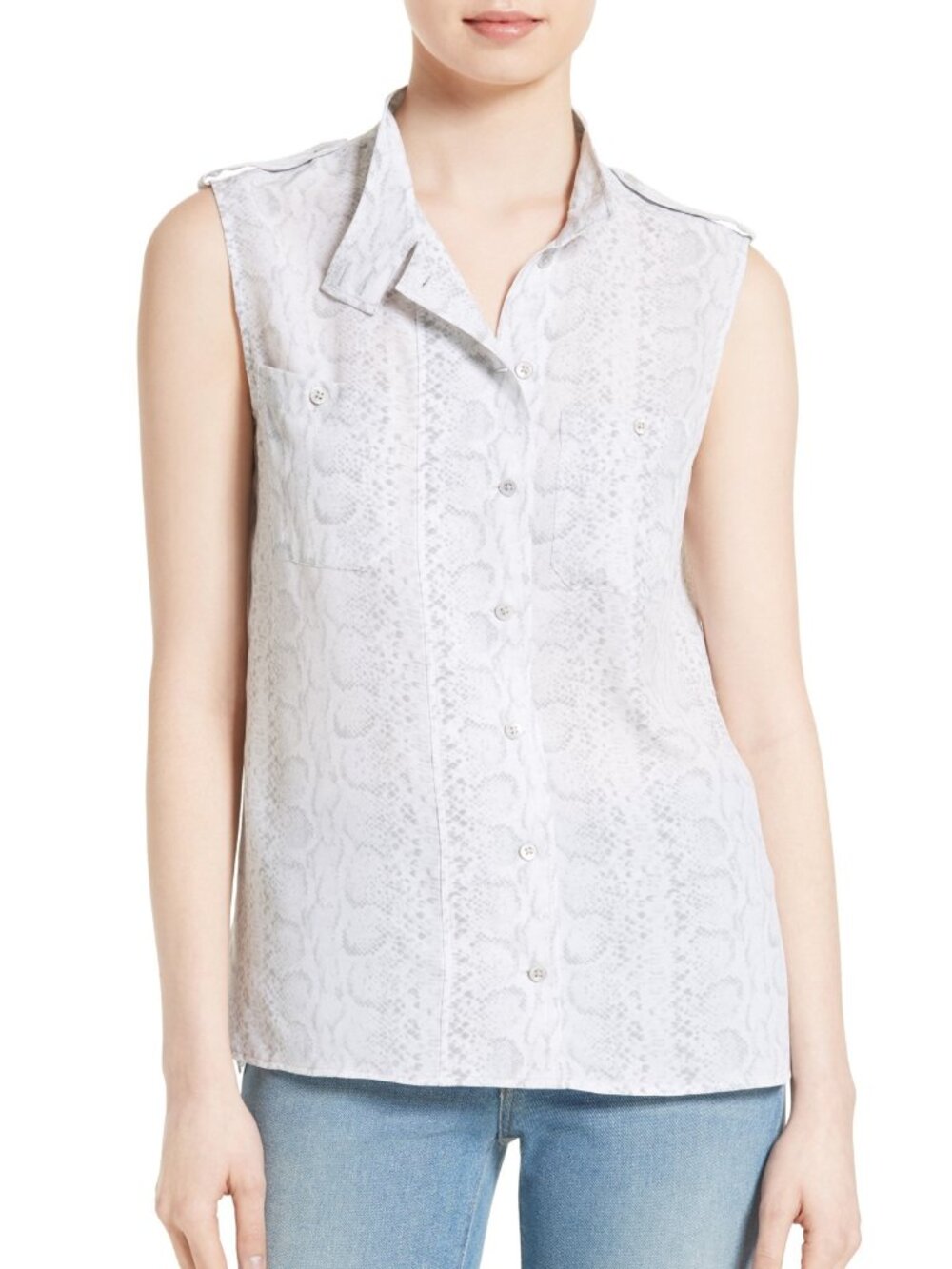 Equipment NEW Silk Snake Print Button-Down Blouse Women's Size L